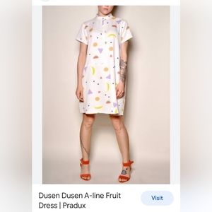Dusen Dusen White A-Line Fruit Print Dress